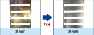 洗浄前→洗浄後